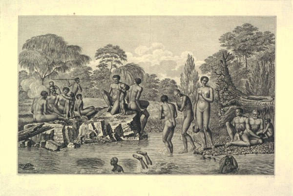 Aboriginal people fishing, as depicted by French explorers in 1800 (ALMFA, SLT)