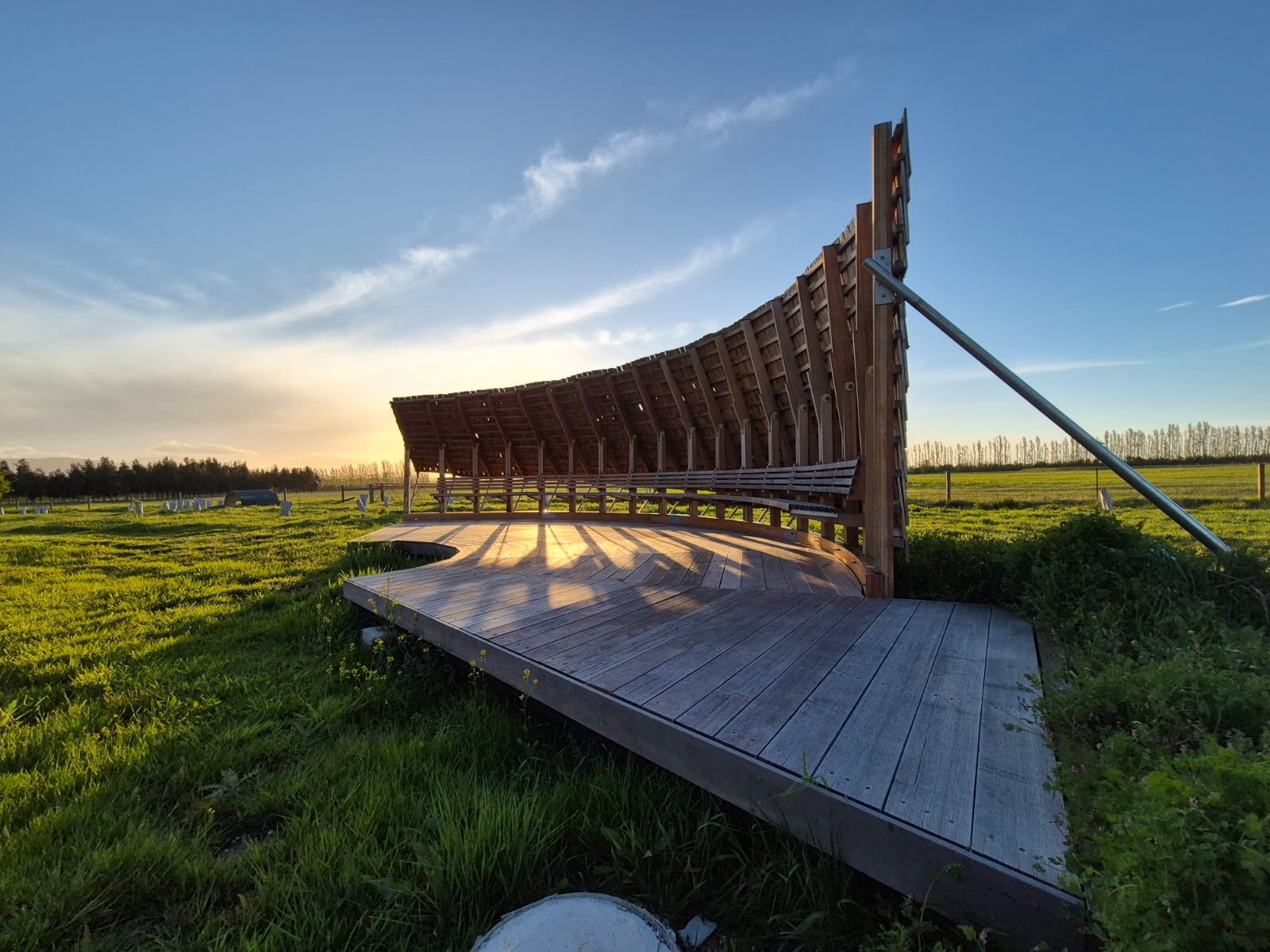 An outdoor pavilion built at Hagley Farm School by UTAS architecture students 