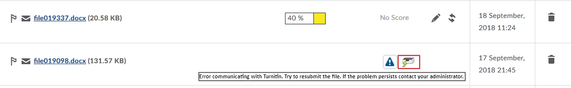 Turnitin error message