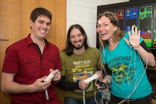 Members of the Games and Creative Technologies Research Group during an experiment