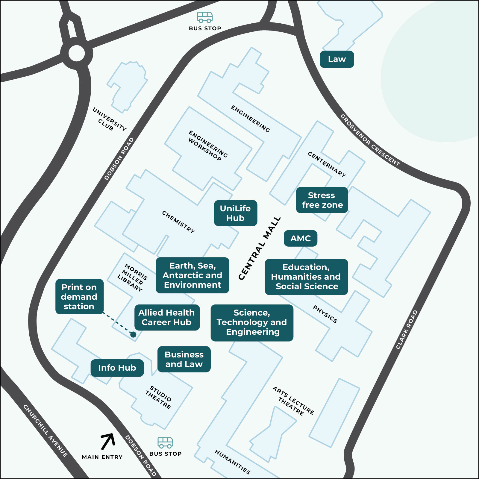 Digital map of Sandy Bay campus