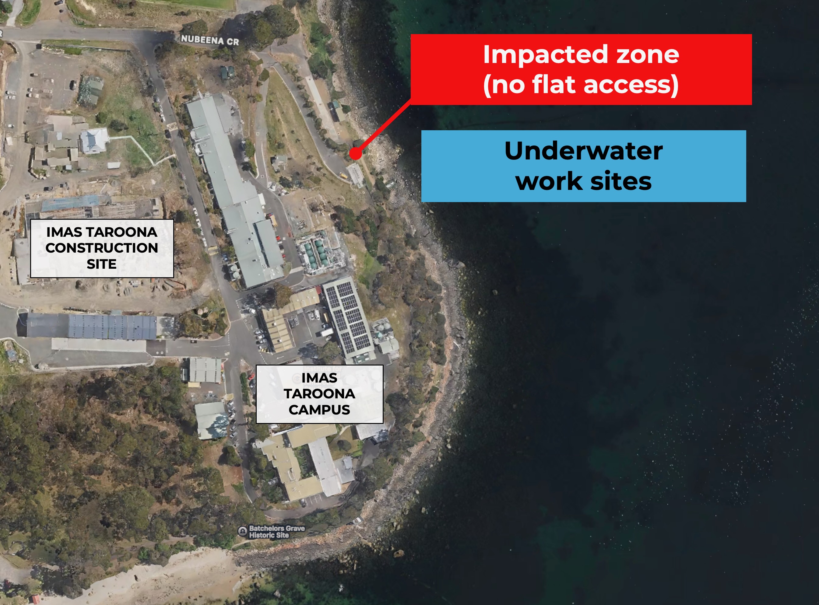 An image showing a map of the impacted part of the Taroona Foreshore Track