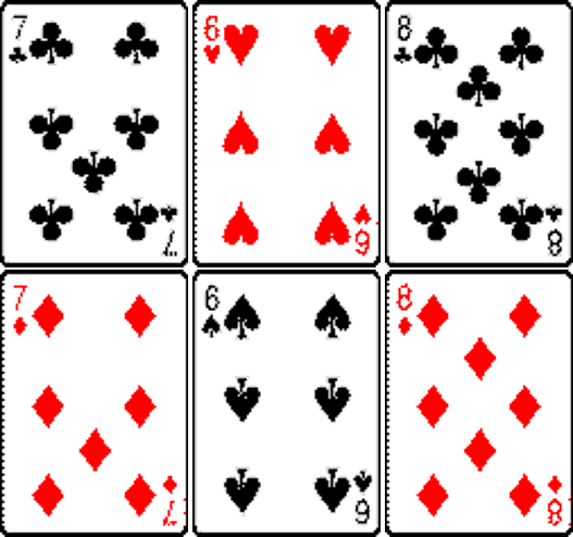 six playing cards