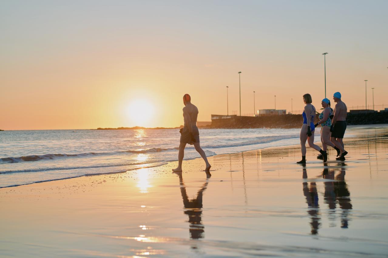 Swimming at Burnie Beach at sunrise