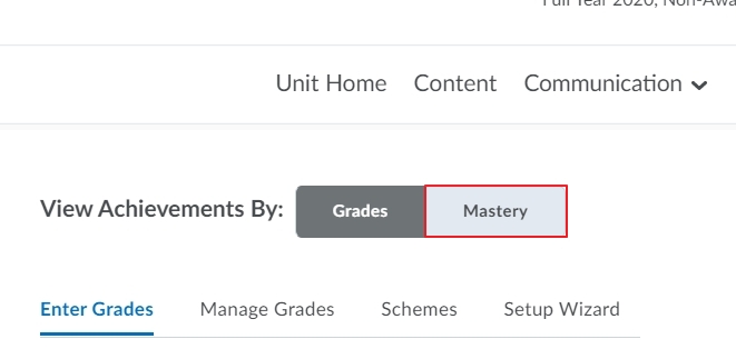 Grade mastery View option