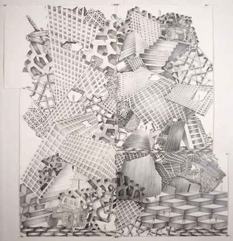 An Artist’s Impression of MONA as a Ruin 2, silver coloured pencil and graphite pencil on paper,160 x142 cm, 2016