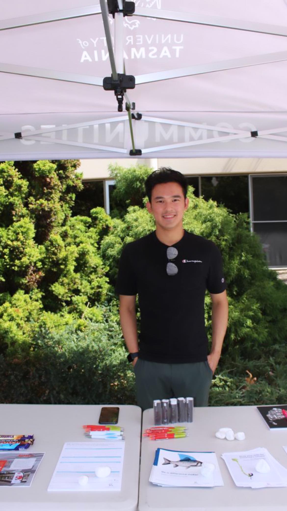 Master of Professional Accounting student Lewis Ooi at Launceston’s Newnham campus for Clubs and Societies Day (Picture: Lewis Ooi)