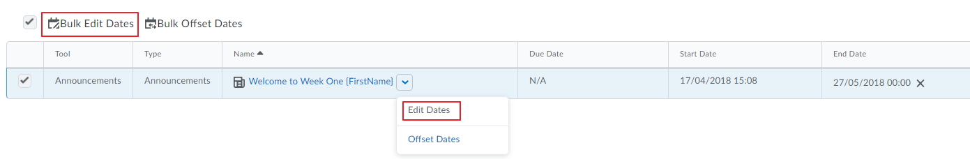 Select Edit Dates