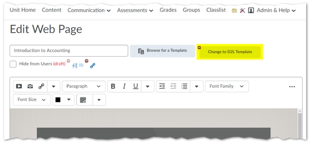 Migrate from ICB to D2L template
