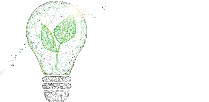 Illustration of light bulb with green plant