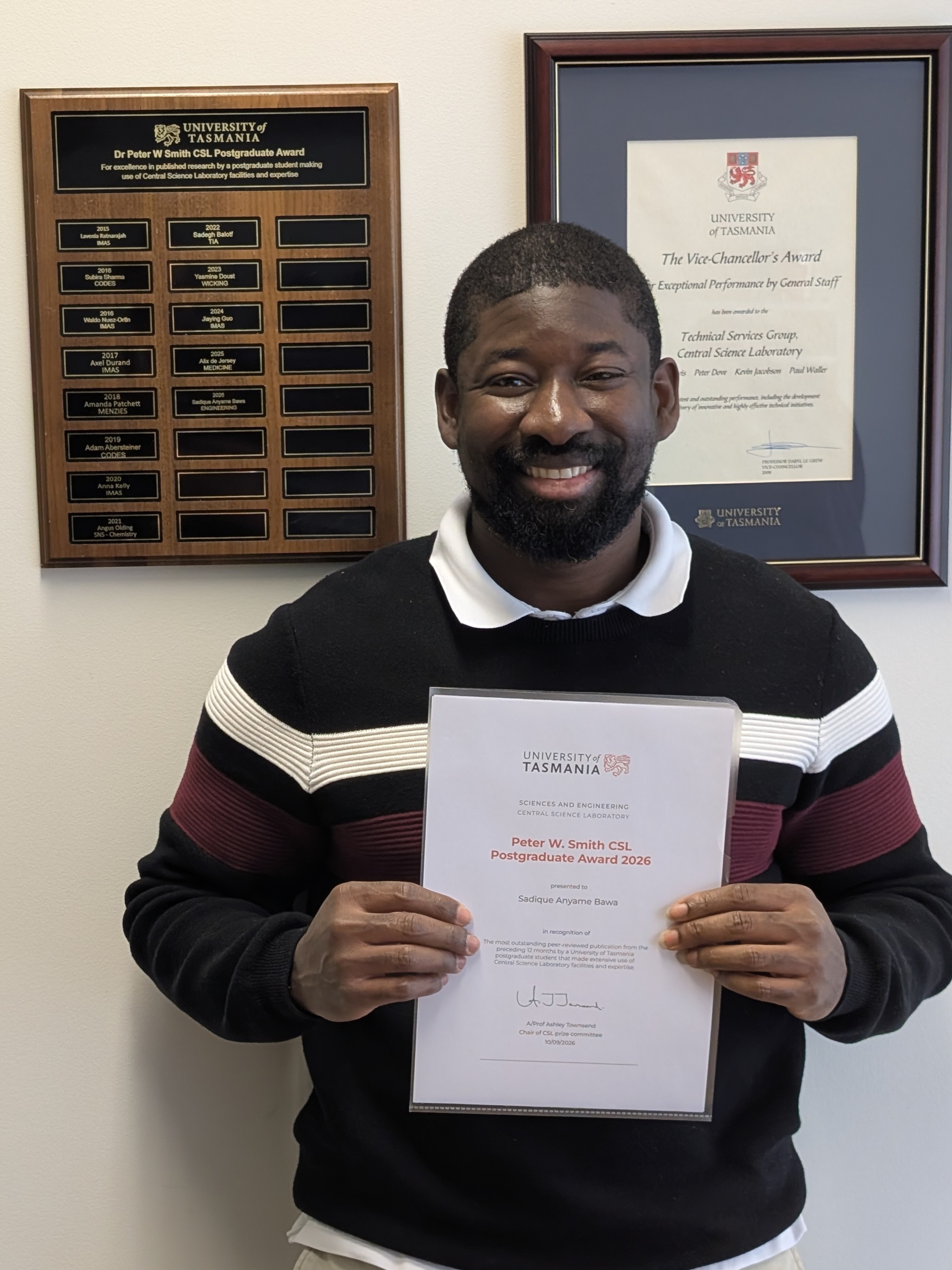 Sadique Anyame Bawa awarded Peter W. Smith CSL postgraduate prize for 2026