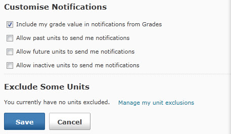 Screenshot of the Customise Notifications section on the Notifications page.