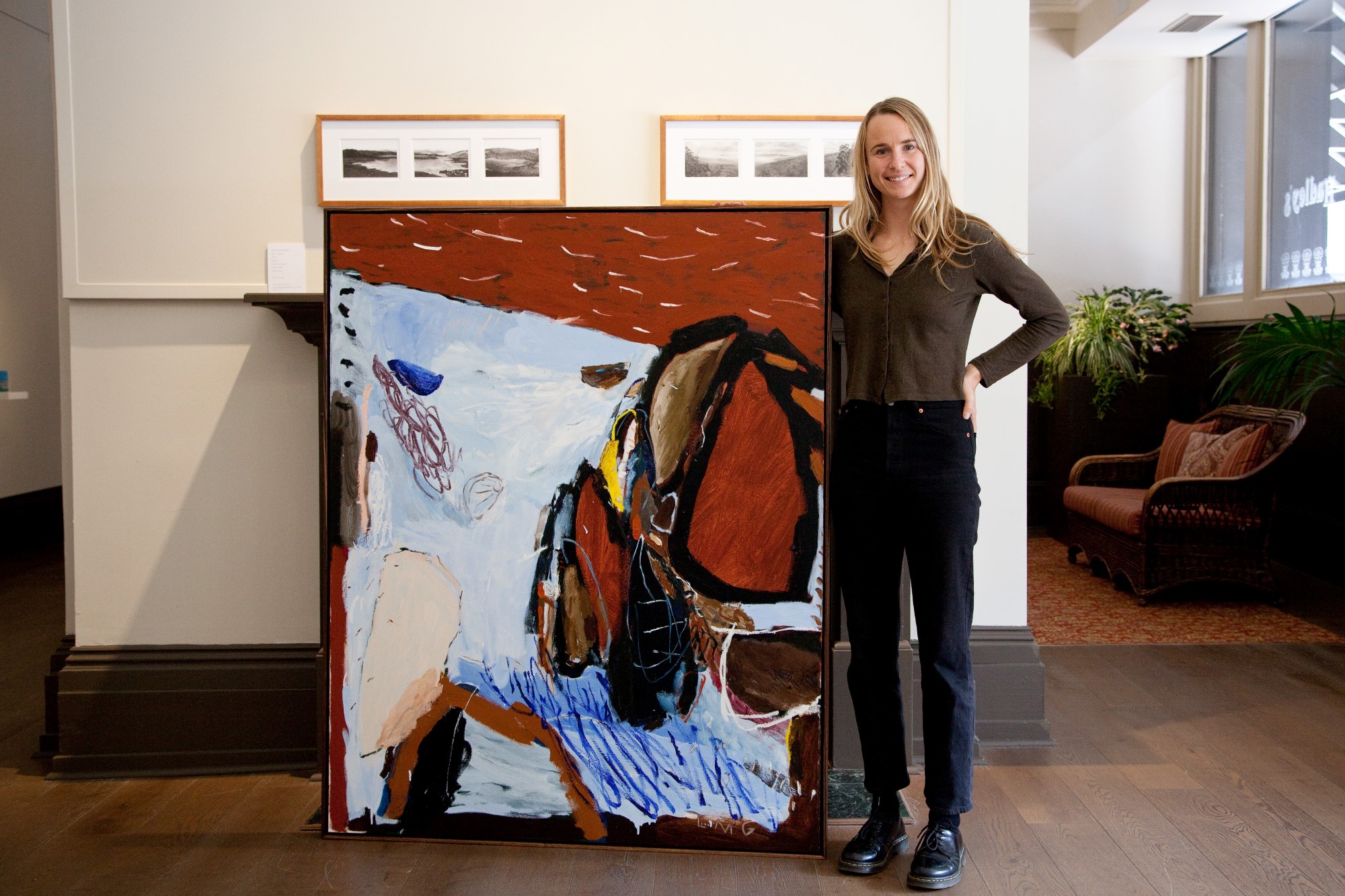 Hadley's Art Prize winner Zoe Grey with her work