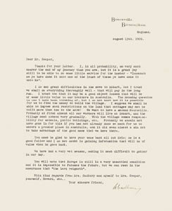 Letter from George Cadbury 1920