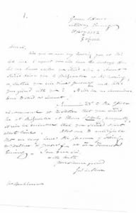 Letter from Govenor Arthur 